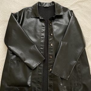 Black Oversized Faux Leather Jacket